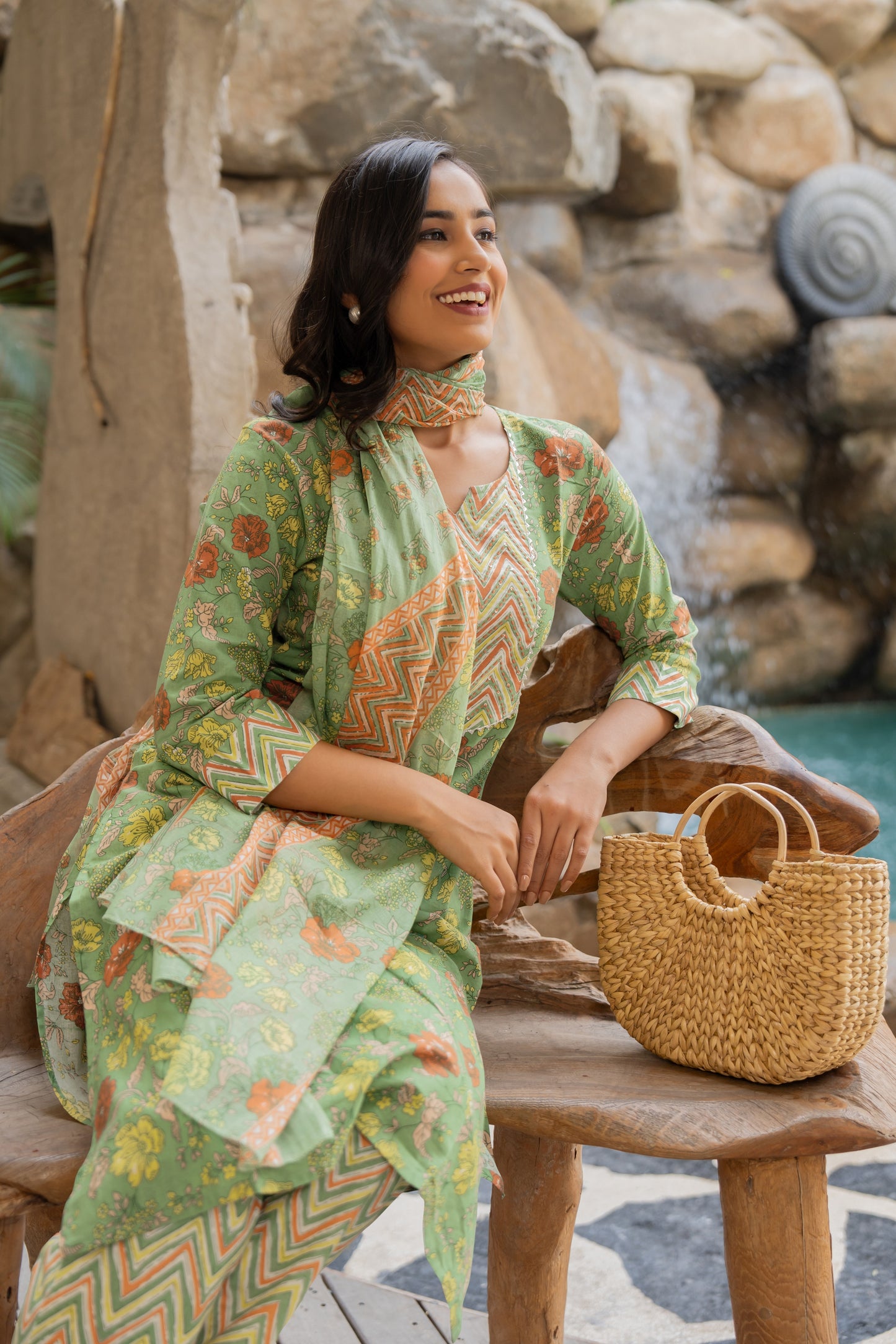 Latest Cotton Floral Print Kurta Set with dupatta