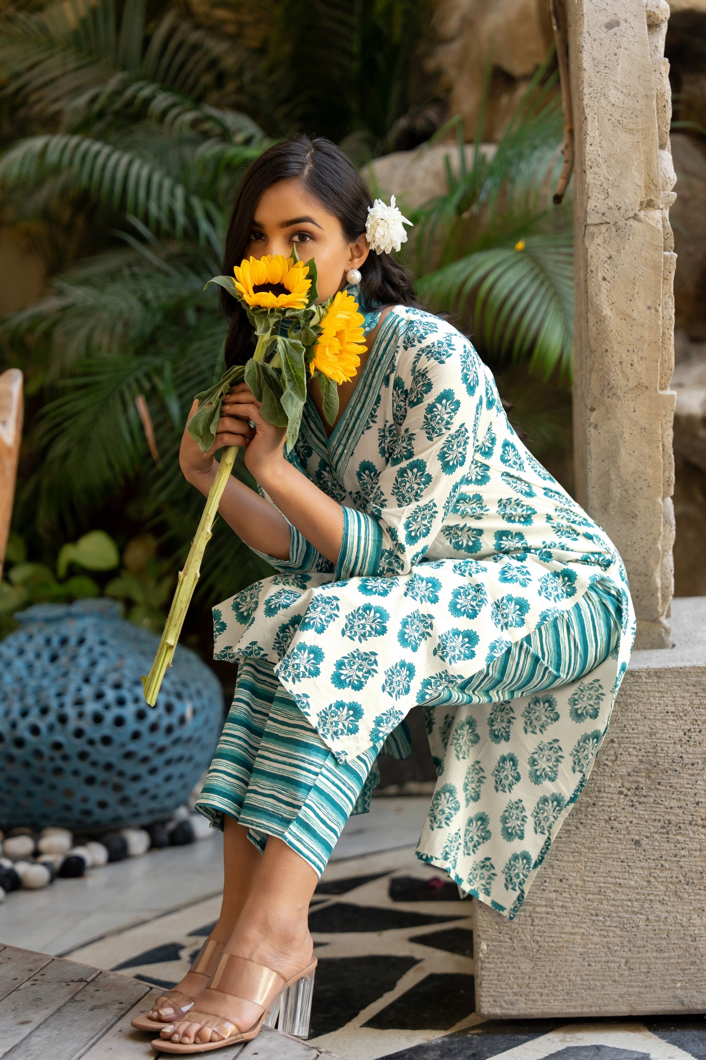 Cotton Floral Print Kurta Set with dupatta