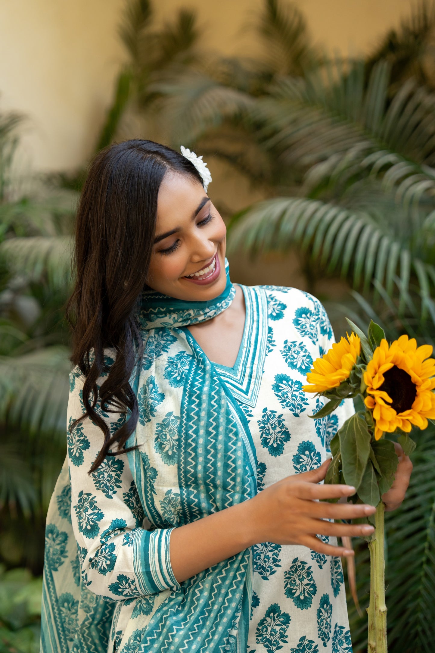 Cotton Floral Print Kurta Set with dupatta