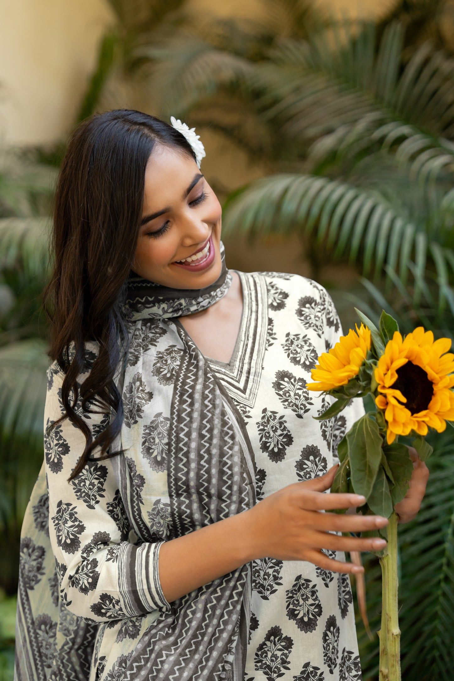 Cotton Floral Print Kurta Set with dupatta