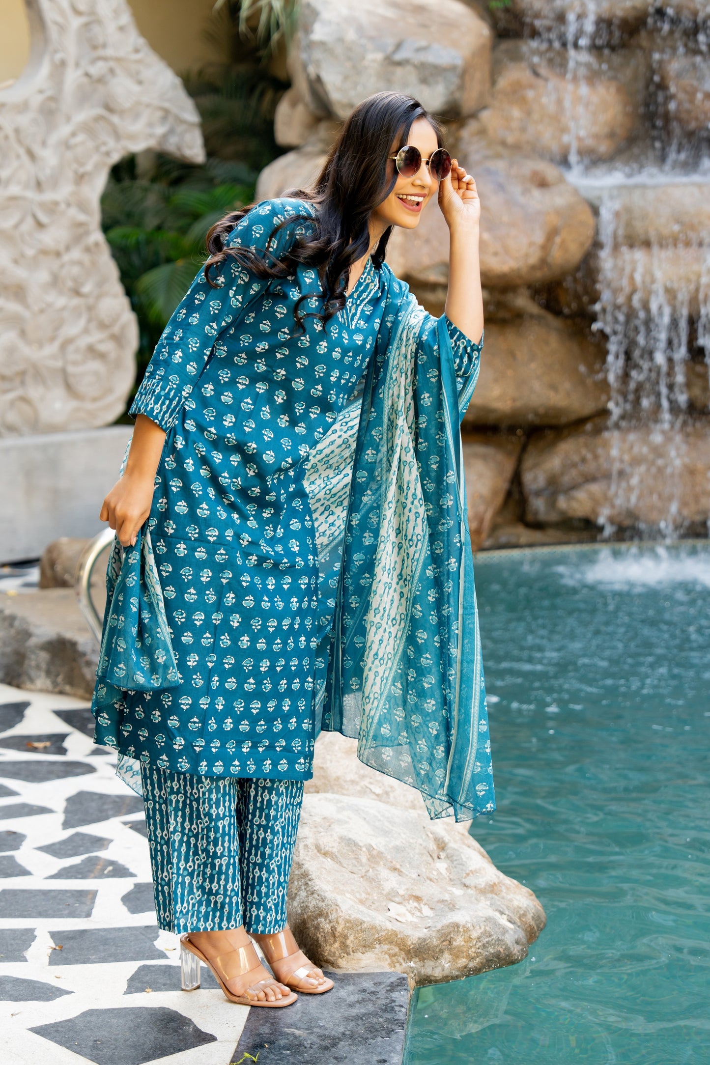 Cotton Batik Print Kurta Set with dupatta