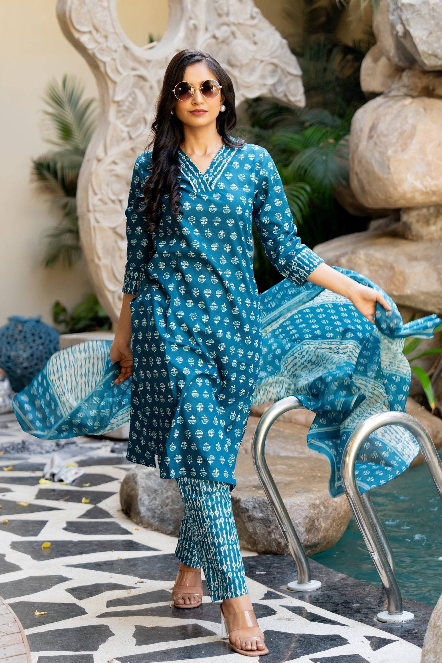 Cotton Batik Print Kurta Set with dupatta