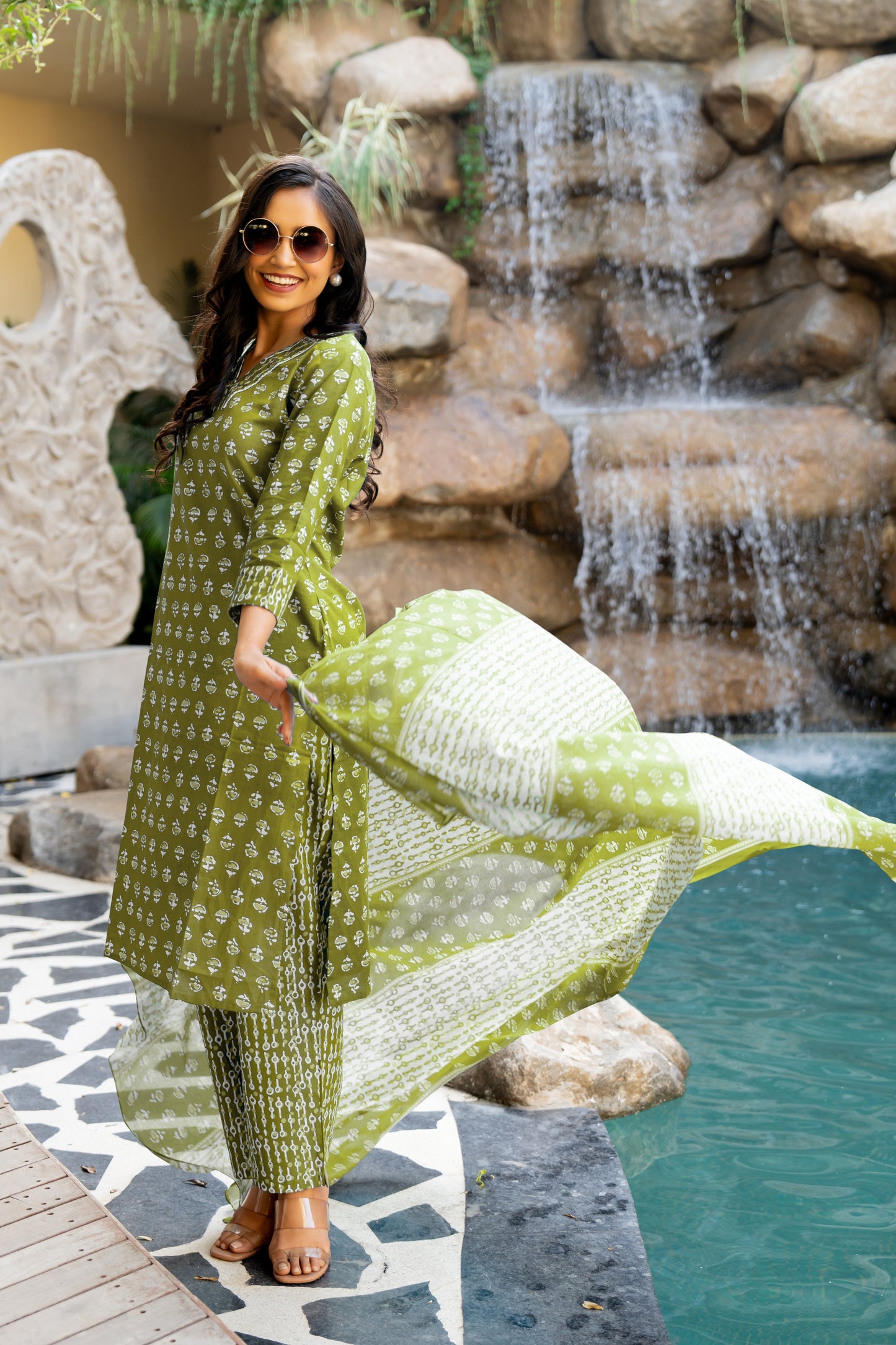 Cotton Batik Print Kurta Set with dupatta