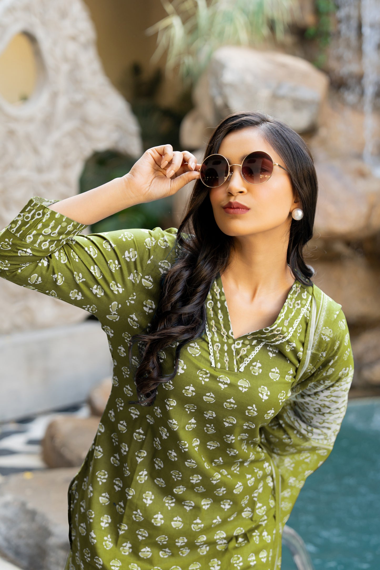 Cotton Batik Print Kurta Set with dupatta