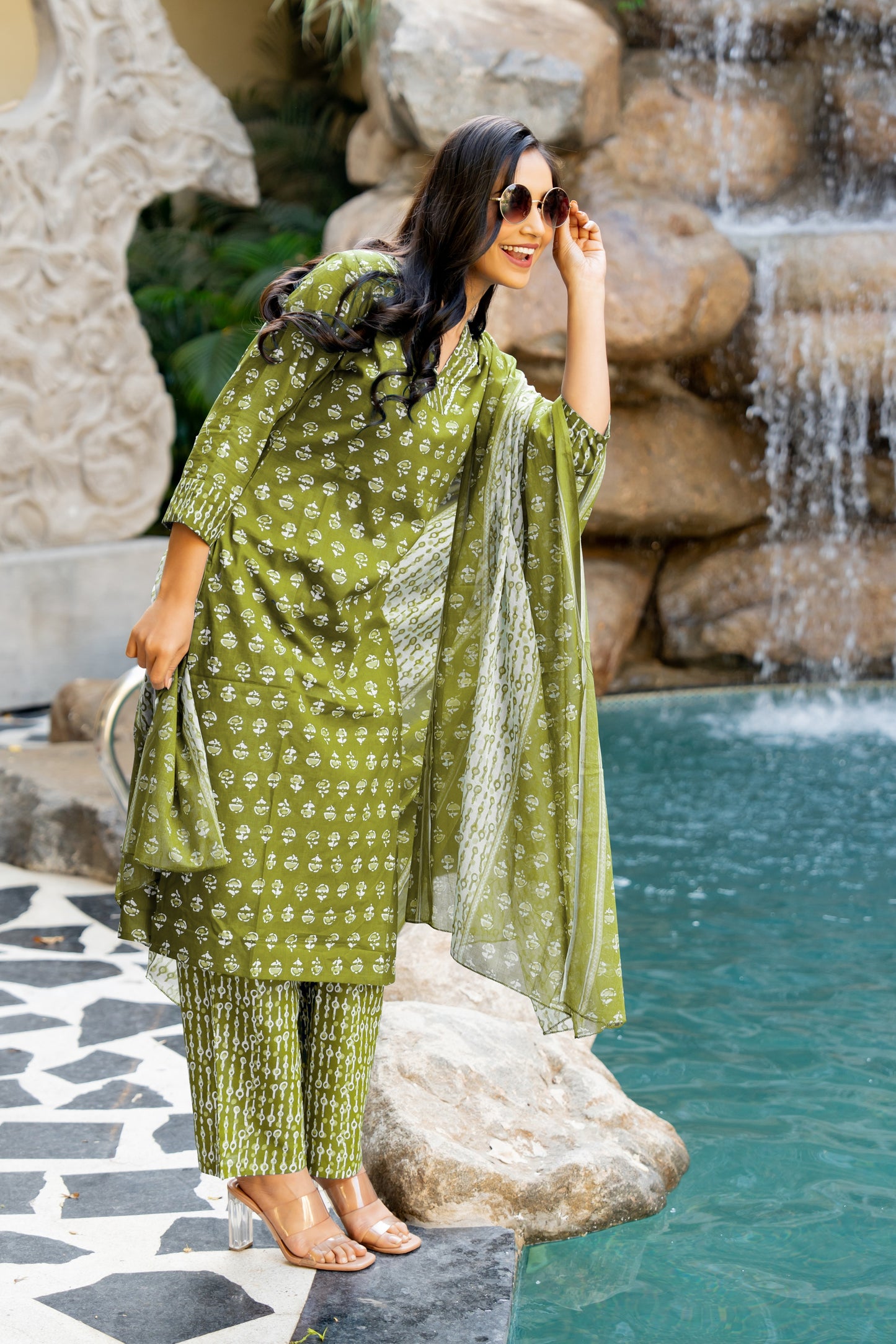 Cotton Batik Print Kurta Set with dupatta