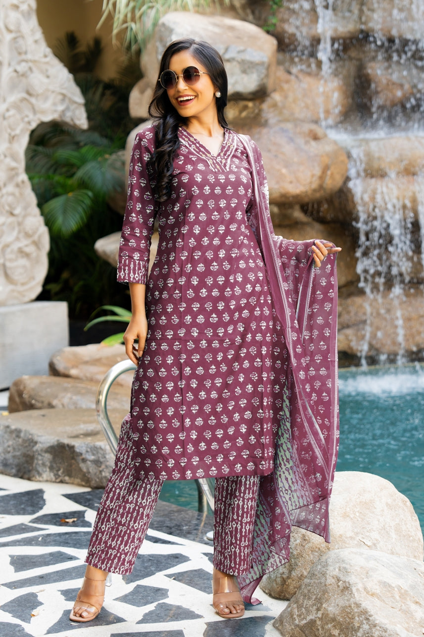 Cotton Batik Print Kurta Set with dupatta
