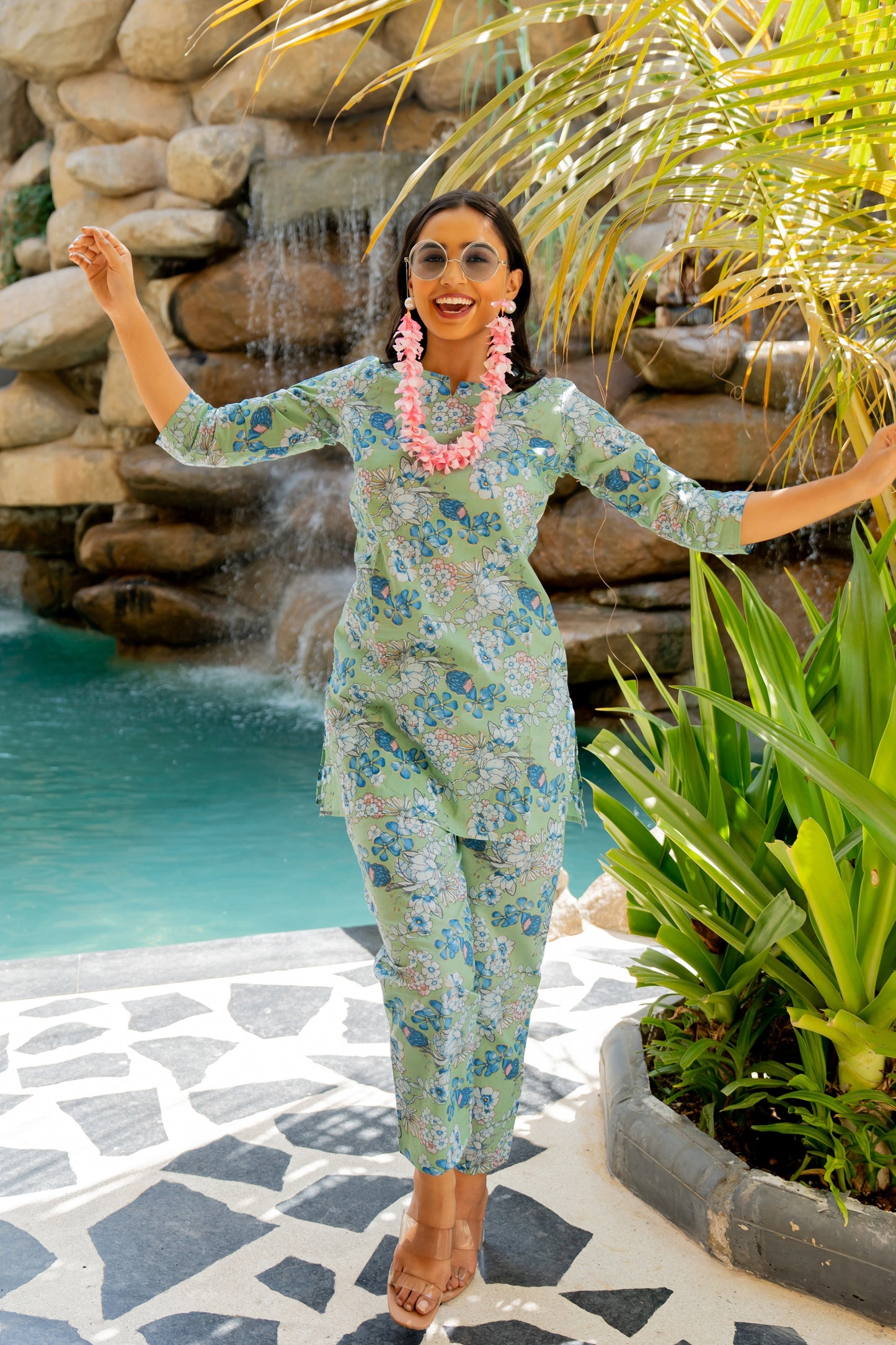 Trendy Floral Printed Lounge Night Suit Set