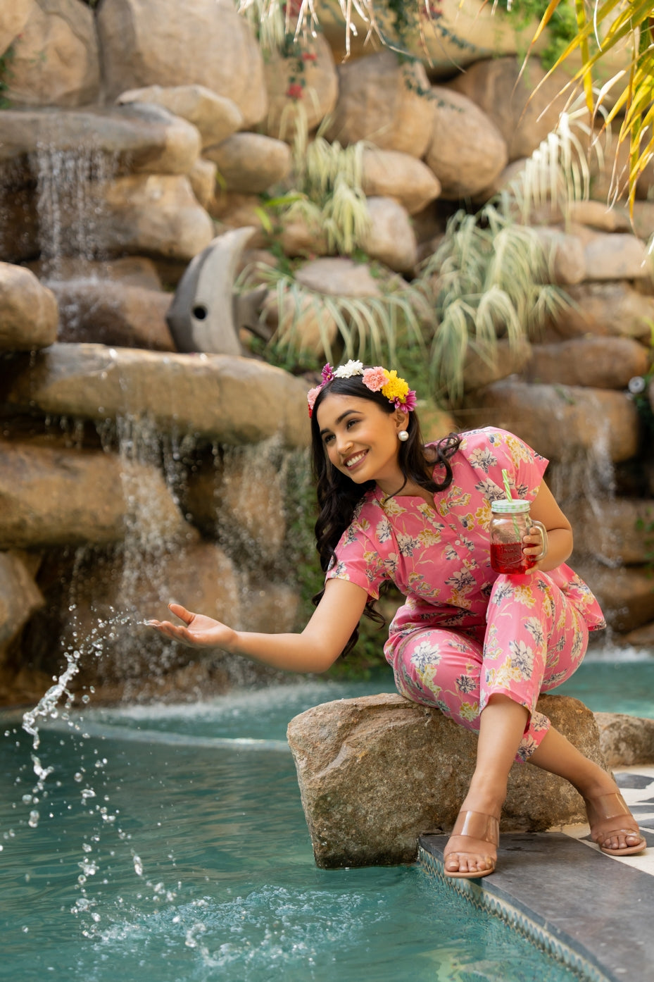 Floral Printed cotton Night Suit