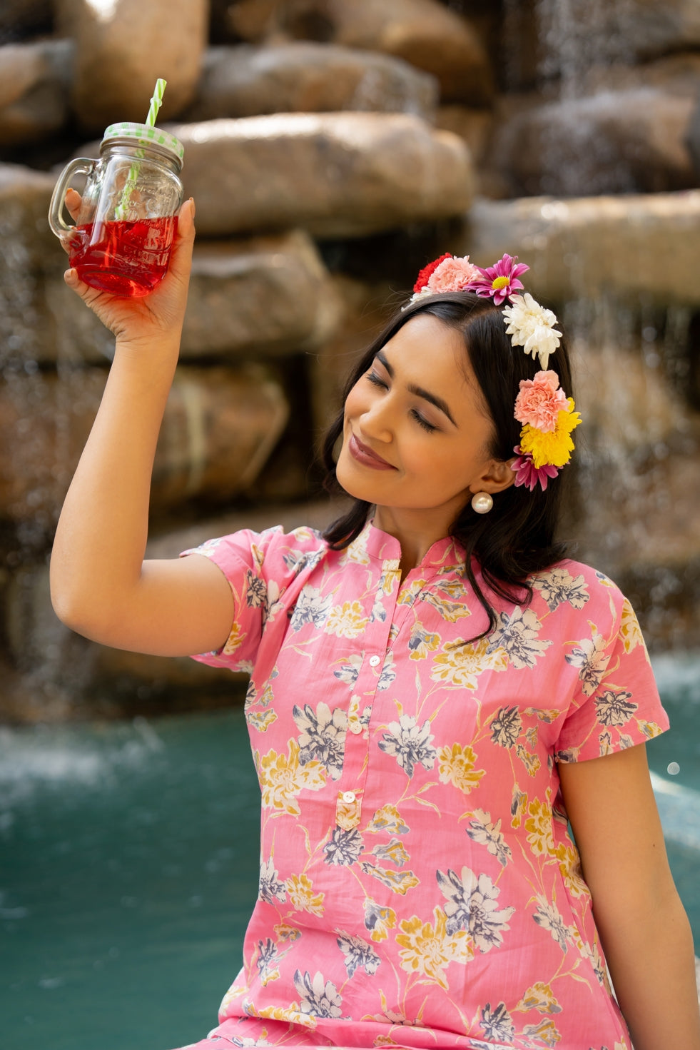 Floral Printed cotton Night Suit