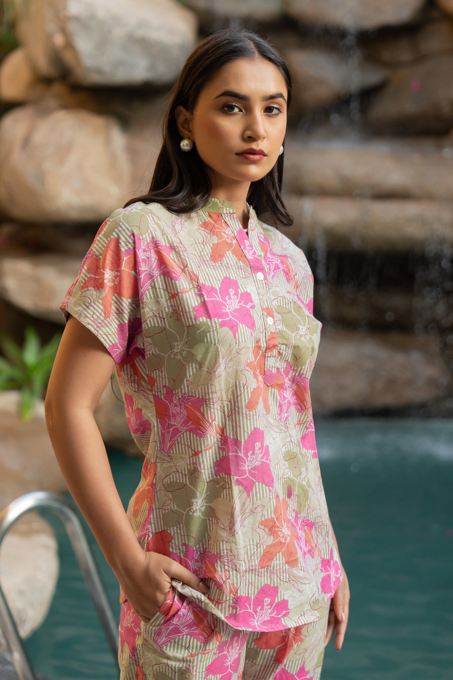 Floral Printed cotton Night Suit