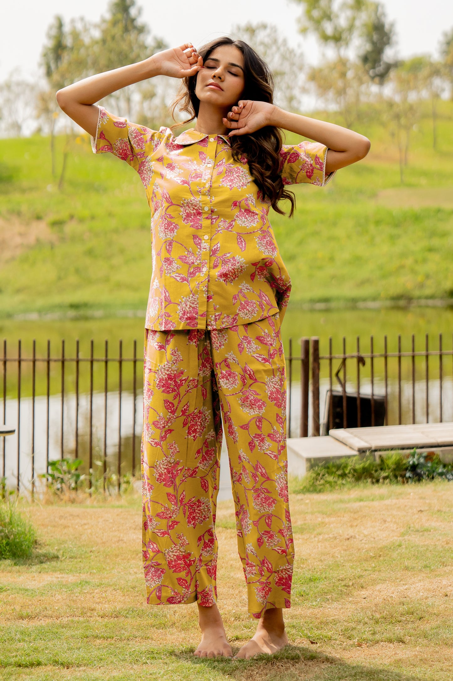 Dreamy Tropical flower Night Suit Set