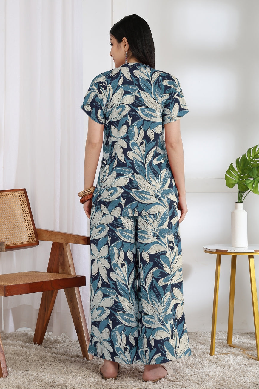 Floral Printed Cotton Night Suit