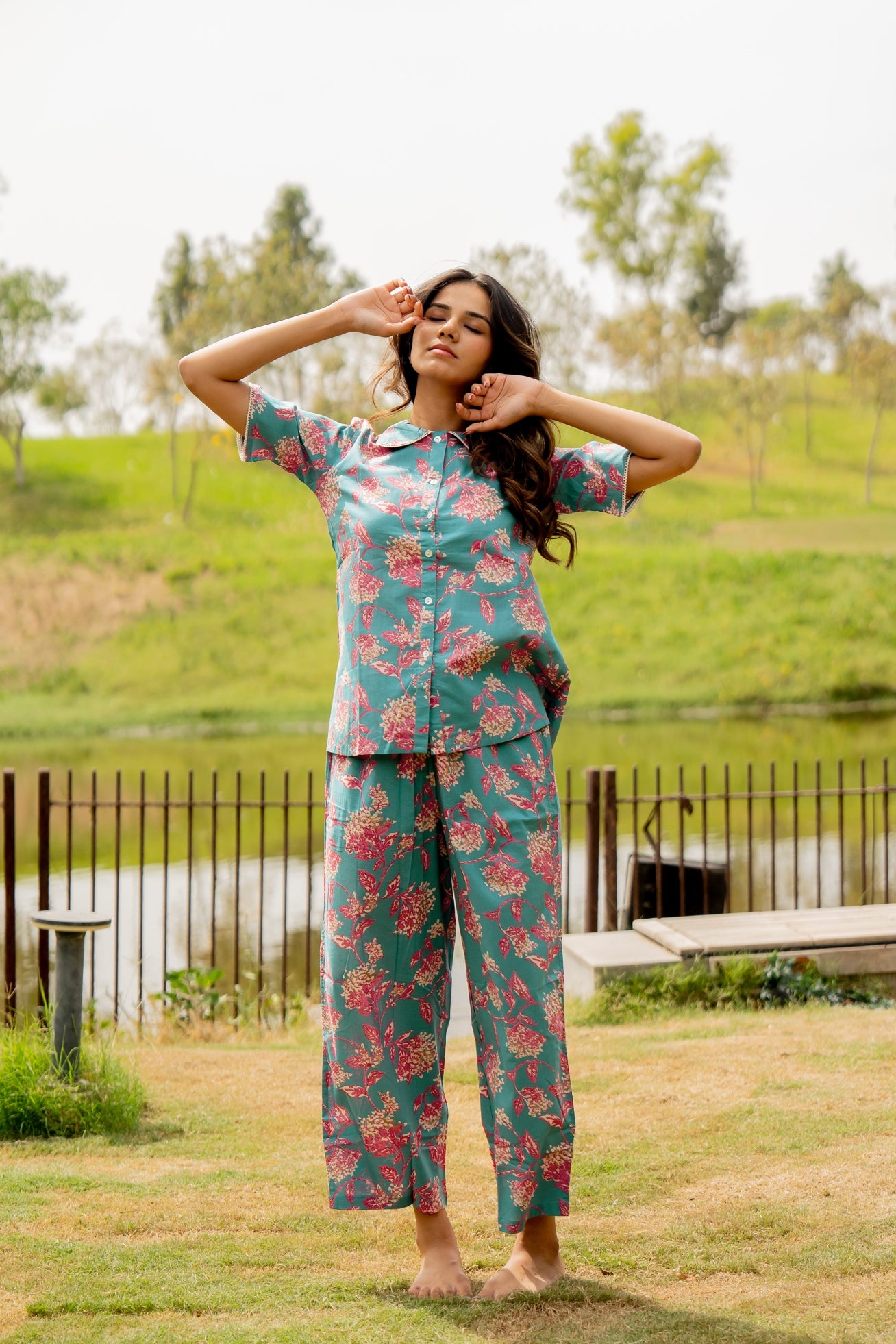 Dreamy Tropical flower Night Suit Set