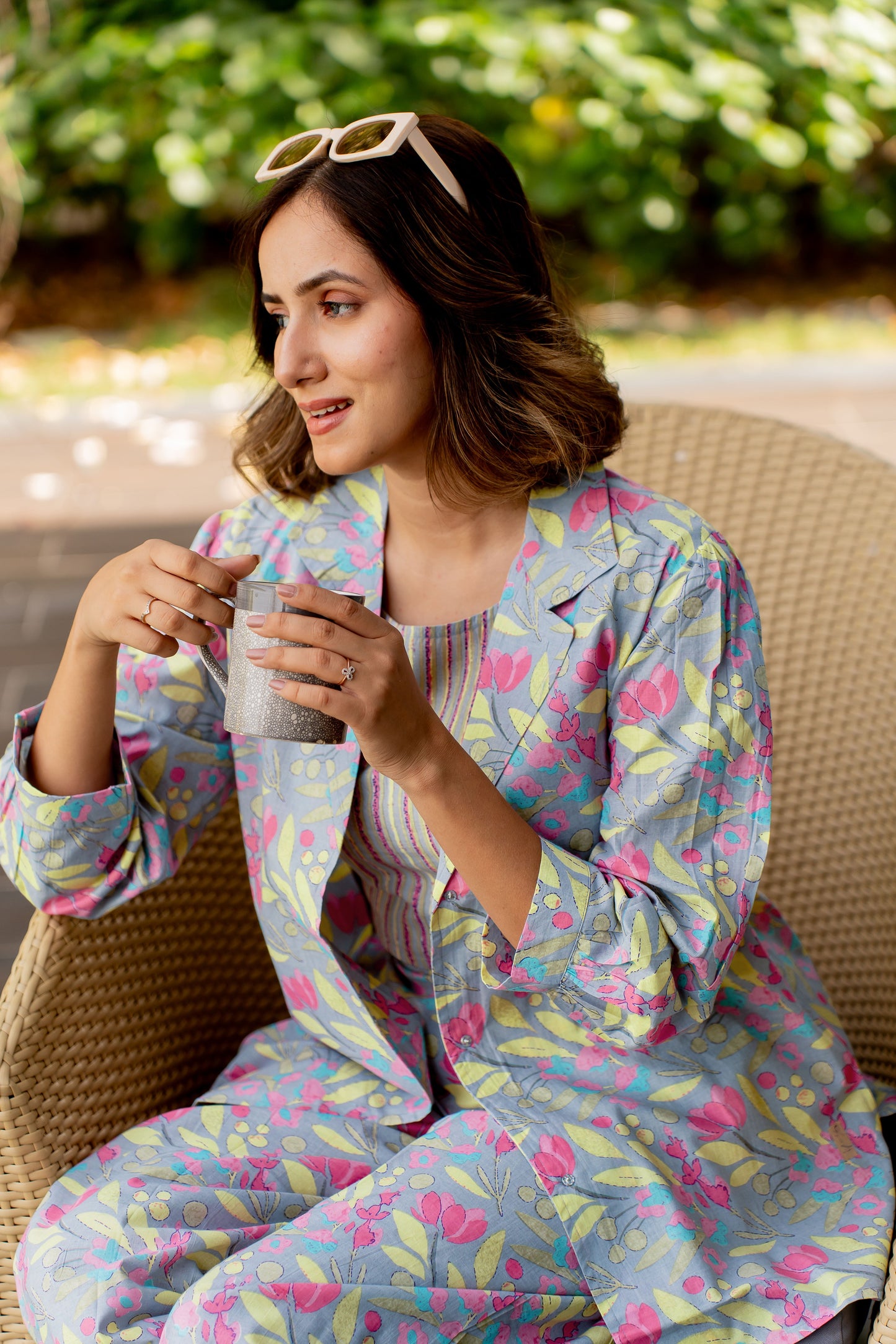 Floral Printed Co-ord Set with jacket