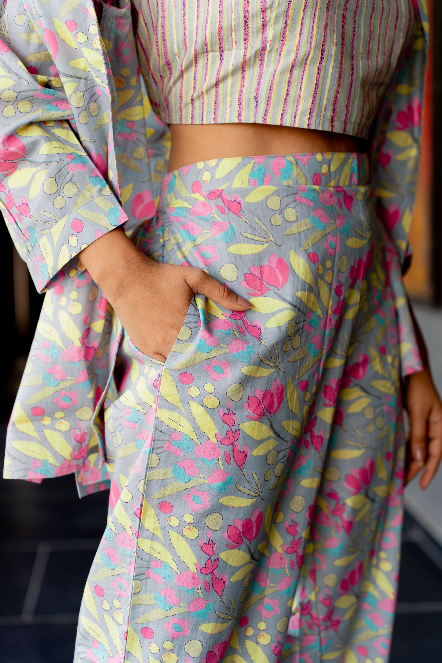 Floral Printed Co-ord Set with jacket