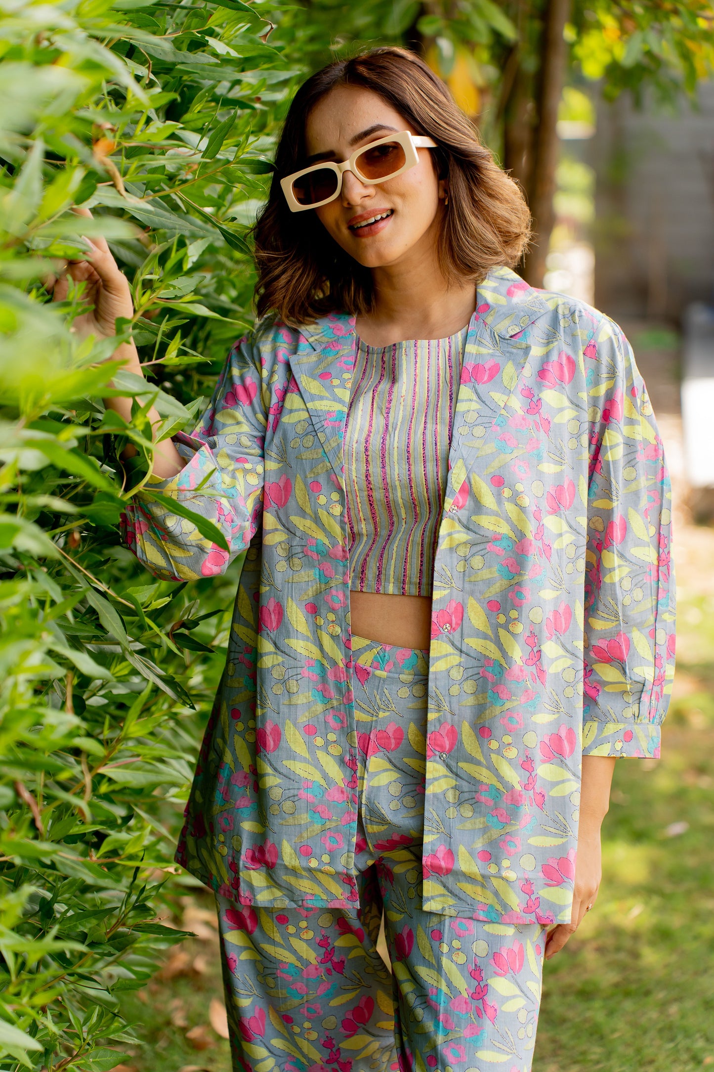 Floral Printed Co-ord Set with jacket