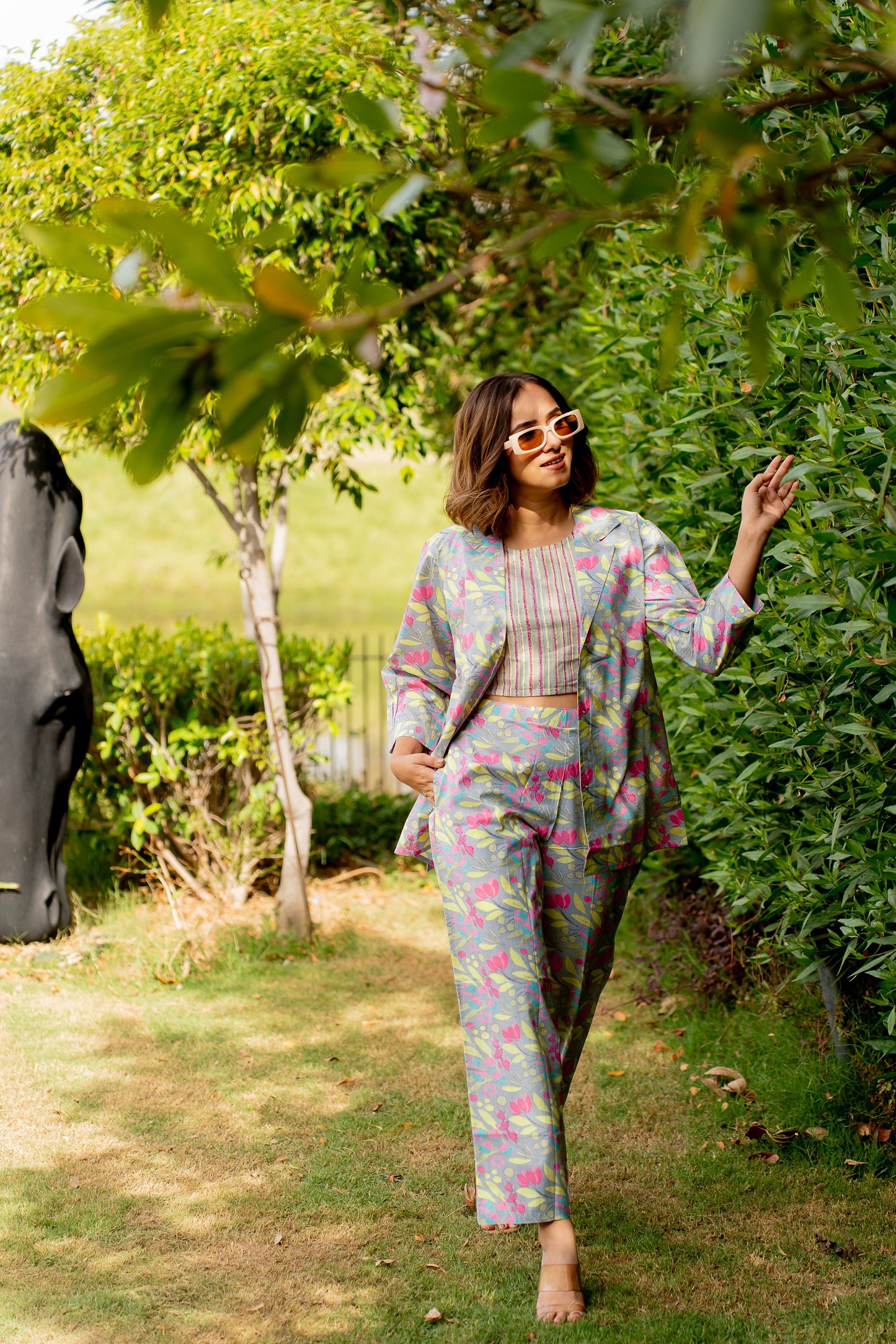 Floral Printed Co-ord Set with jacket