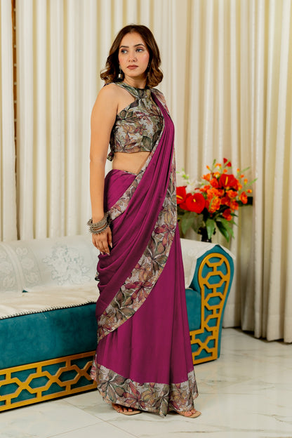 Women's Chiffon Leaf Printed Saree