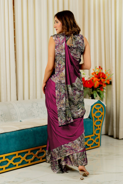 Women's Chiffon Leaf Printed Saree