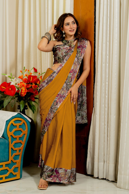 Women's Chiffon Leaf Printed Saree