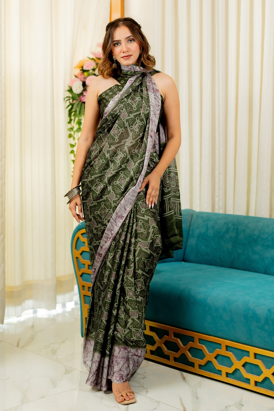 Women's Chiffon Leaf Printed Saree