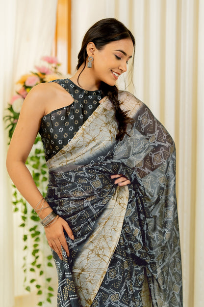 Women's Chiffon Leaf Printed Saree