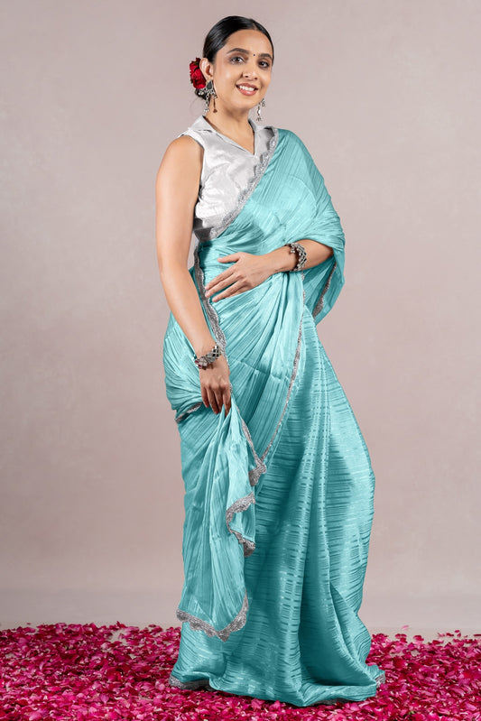 Turquoise Organza  Grace Ready-to-Wear Saree