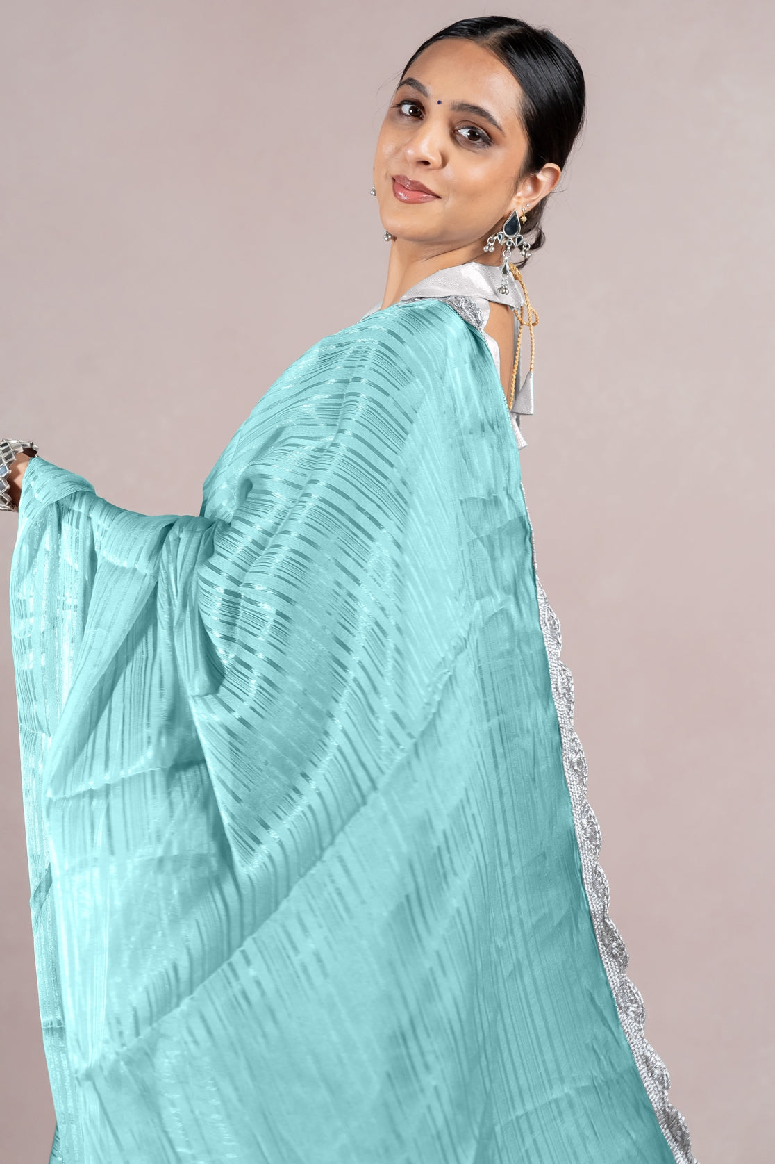 Turquoise Organza  Grace Ready-to-Wear Saree