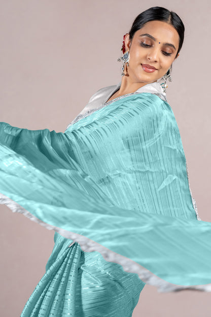 Turquoise Organza  Grace Ready-to-Wear Saree