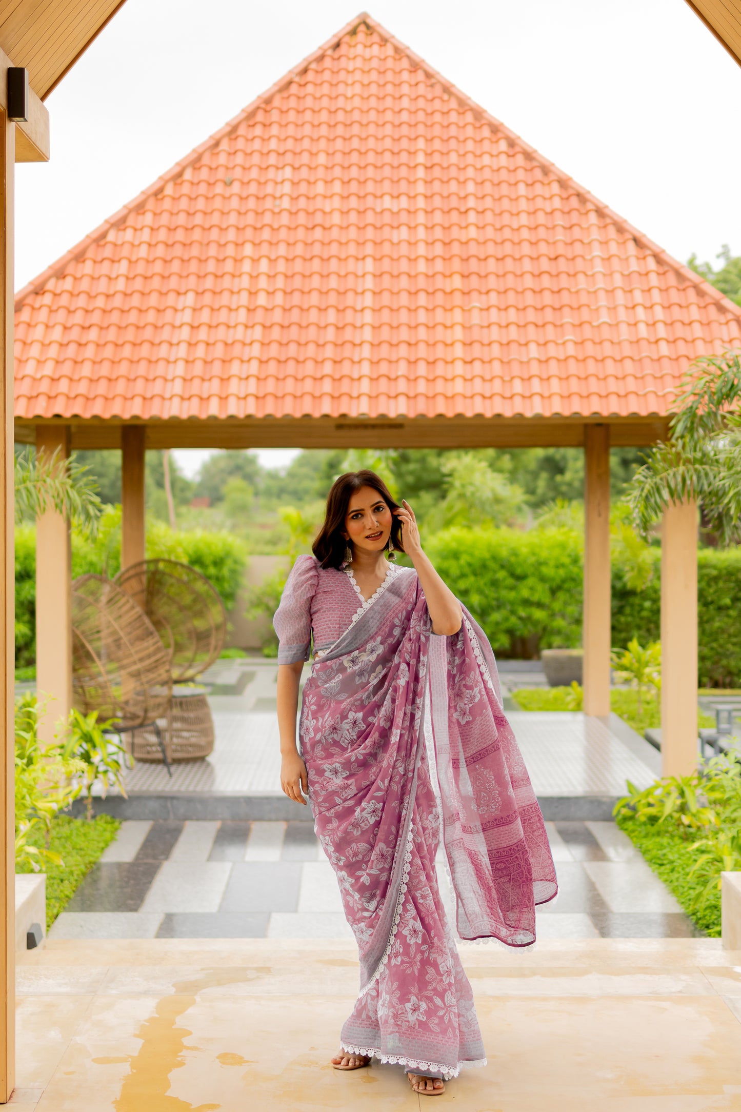 Beautiful Floral Printed Cotton Saree