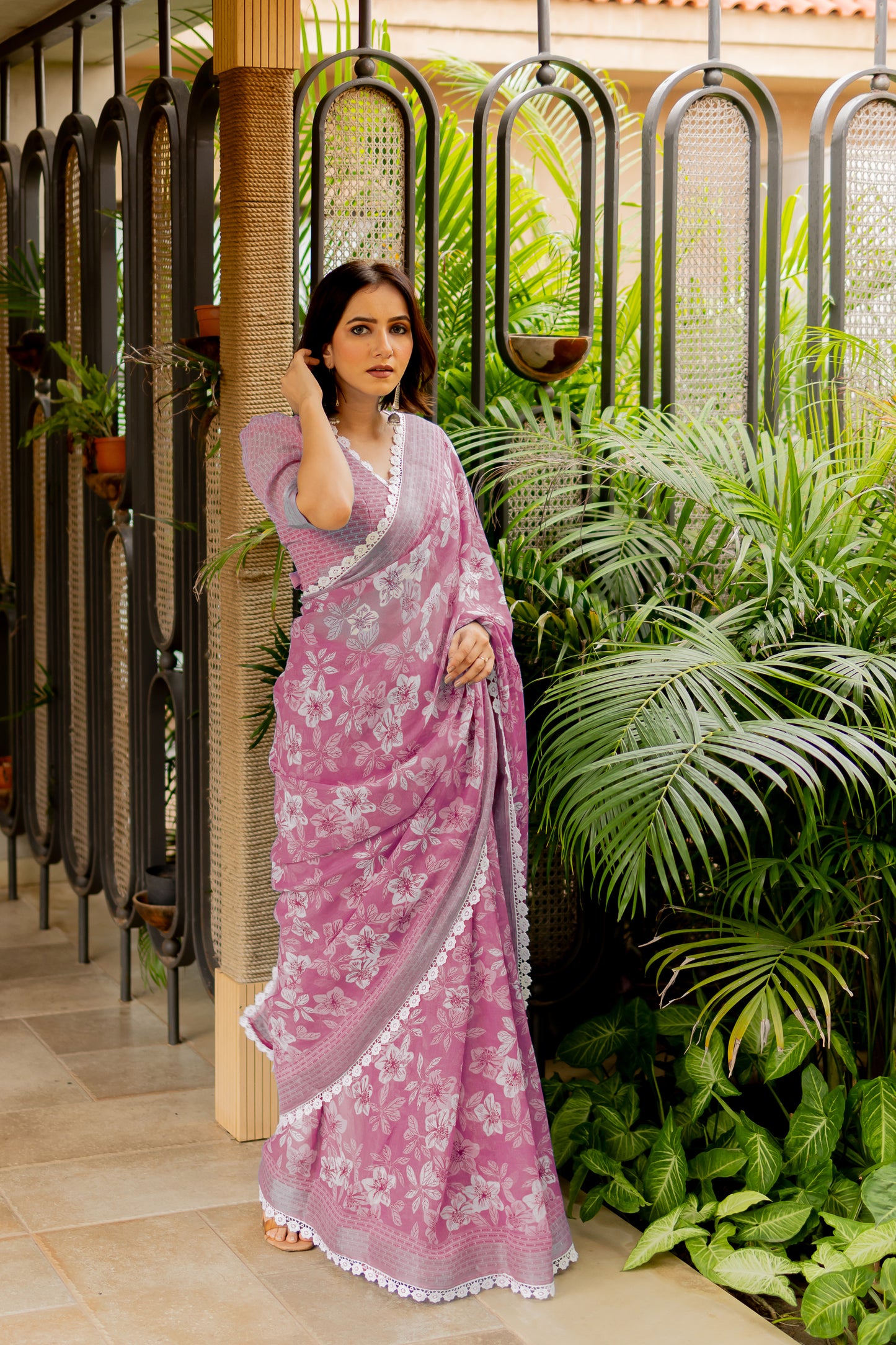 Beautiful Floral Printed Cotton Saree