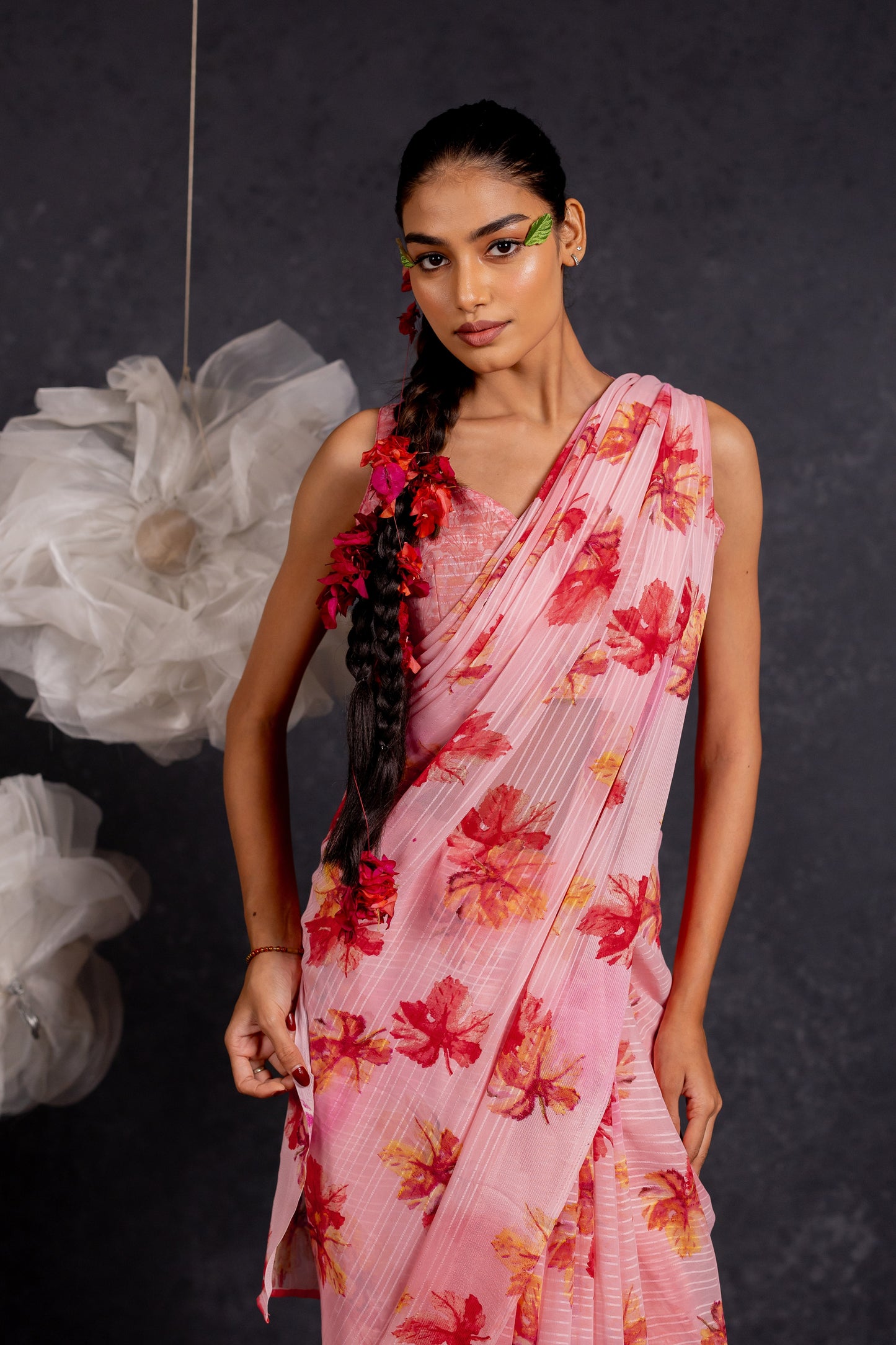 Women's Georgette Floral Printed Saree with Unstitched Blouse