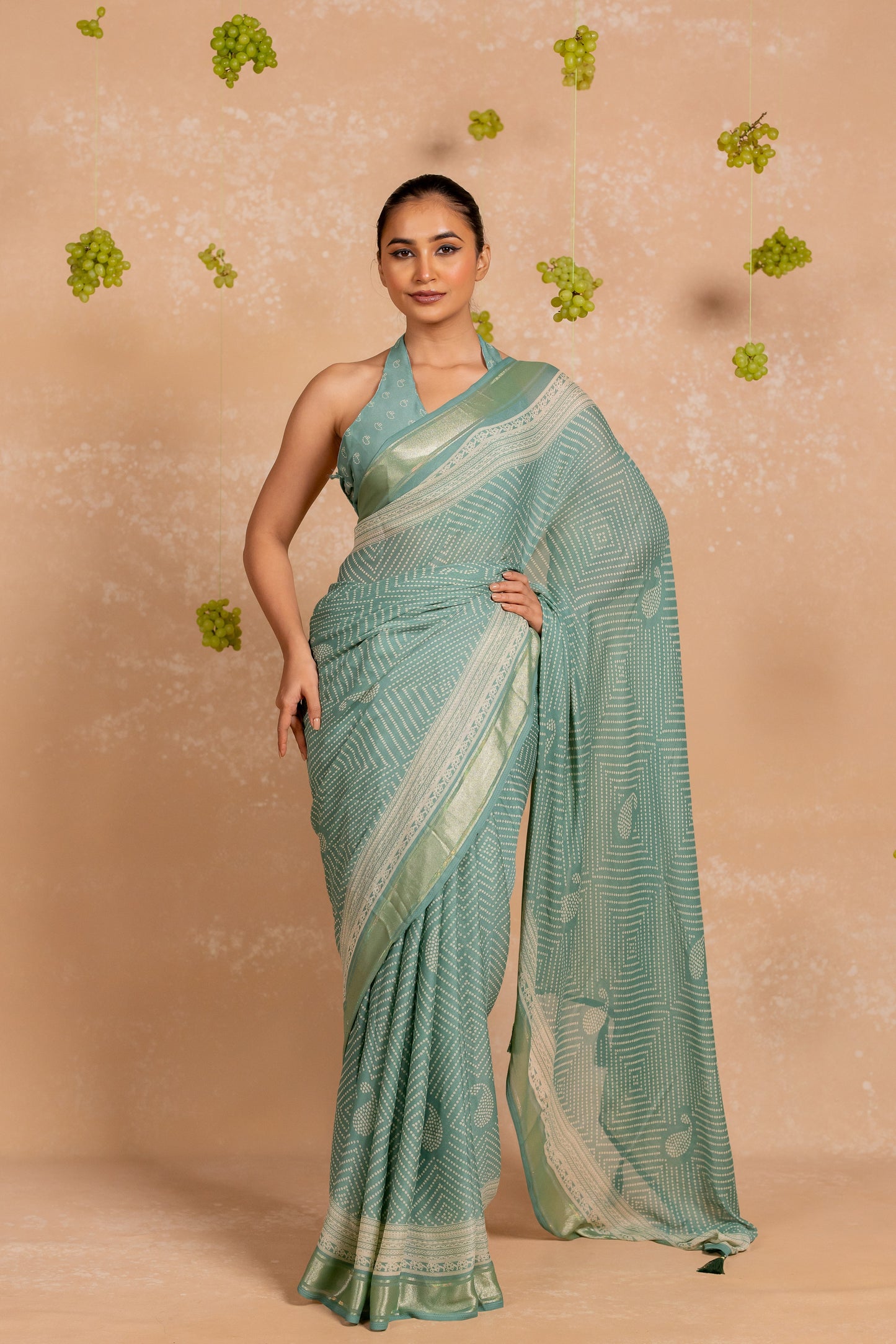 Women's Chiffon Badhani & Paisely Printed Saree