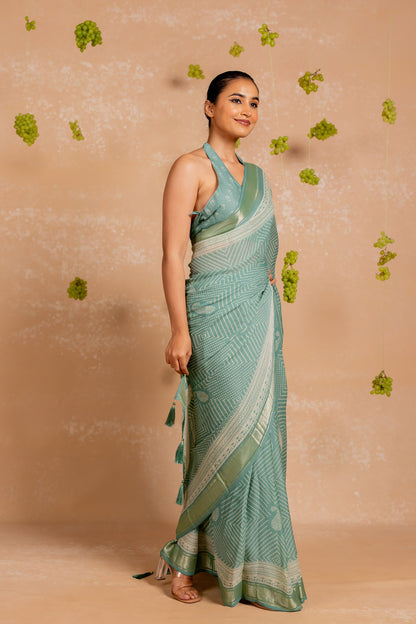 Women's Chiffon Badhani & Paisely Printed Saree