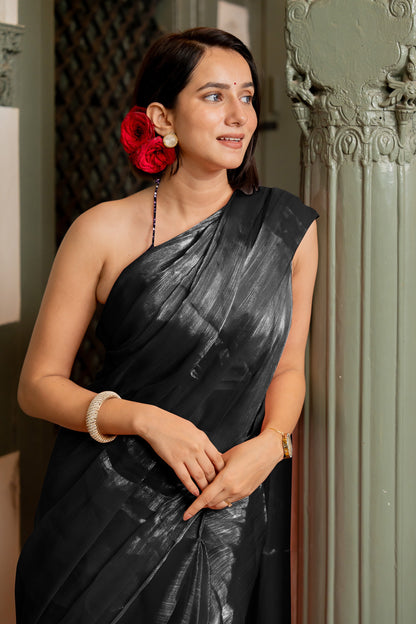 Elegant Organza Saree with Plain Tassels