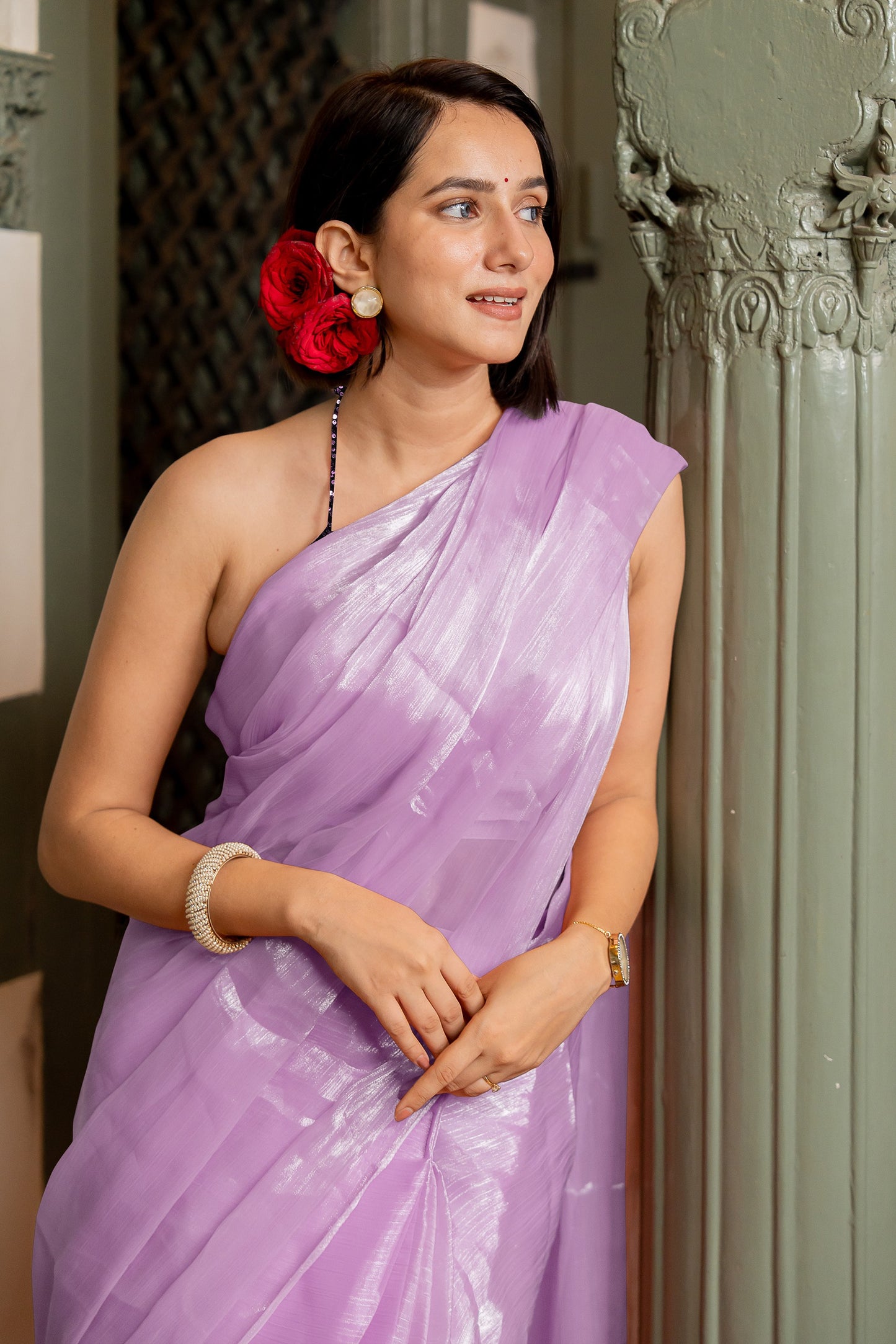 Elegant Organza Saree with Plain Tassels