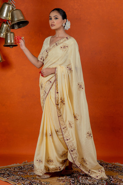 Luxurious Silk Blend Embroidered Saree