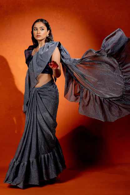 Chic Frill Design Lycra Ready-to-wear Saree