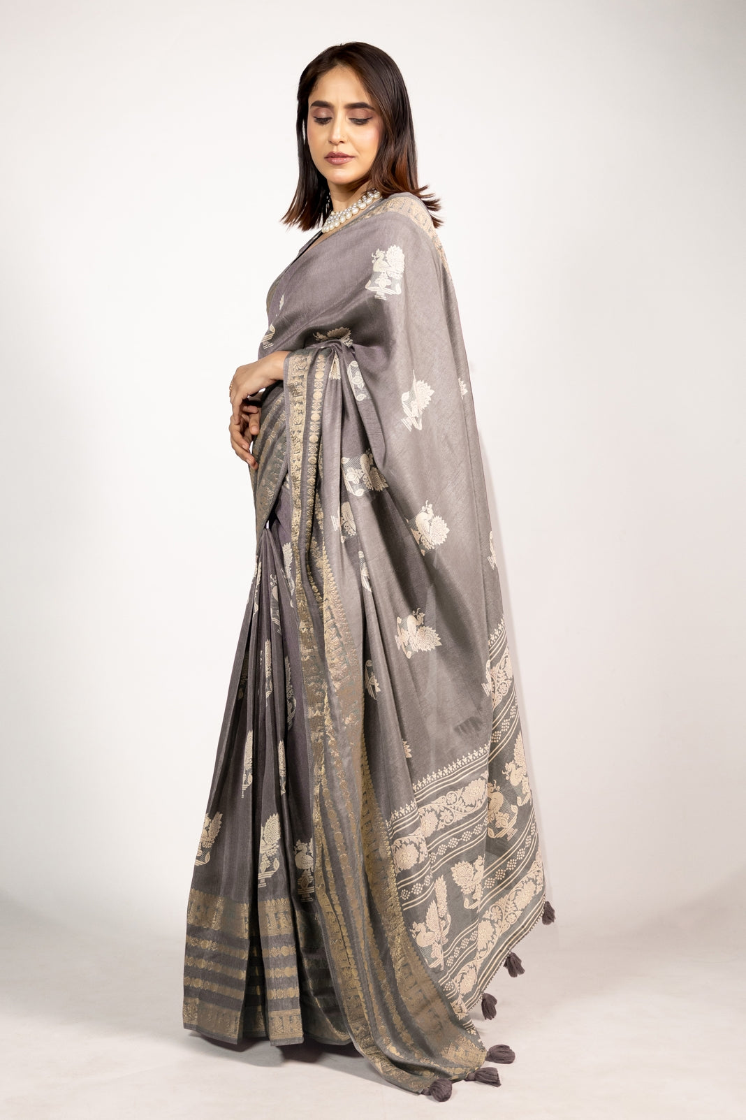 Beautiful Cotton Silk Peacock Block Print Saree With Unstitched Blouse