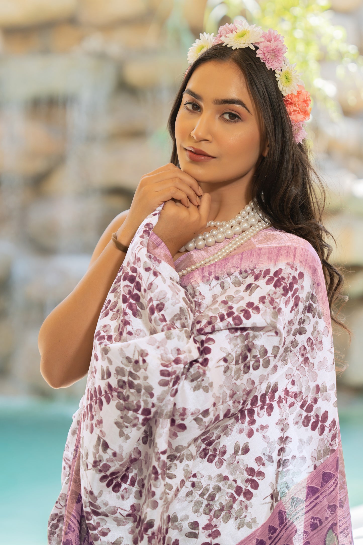 Latest Silk Blend,Cotton Silk Abstract Print Saree With Unstitched Blouse