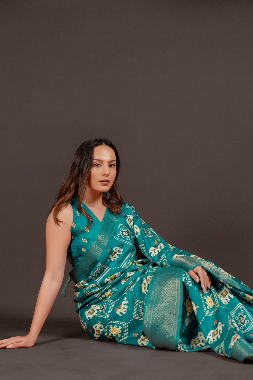 Latest Cotton Silk Patola Print Saree With Unstitched Blouse