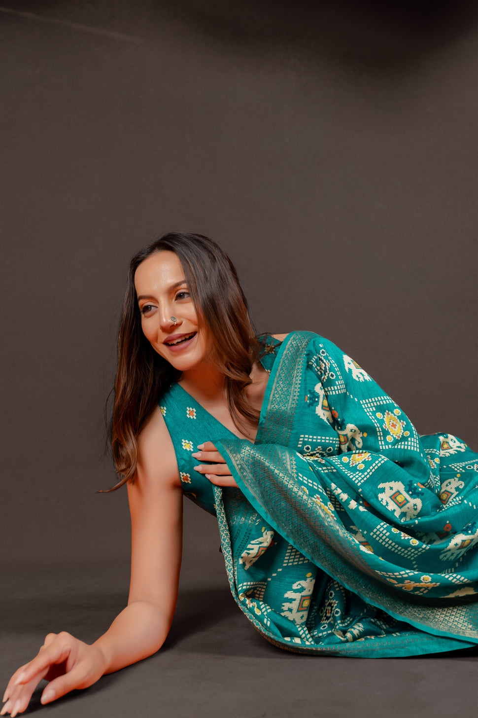 Latest Cotton Silk Patola Print Saree With Unstitched Blouse