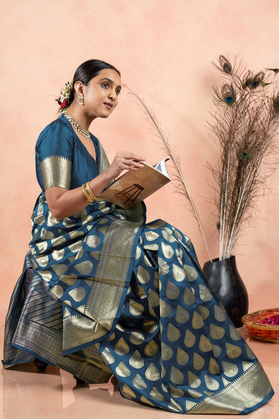 Golden Elegance Silk Blend Saree