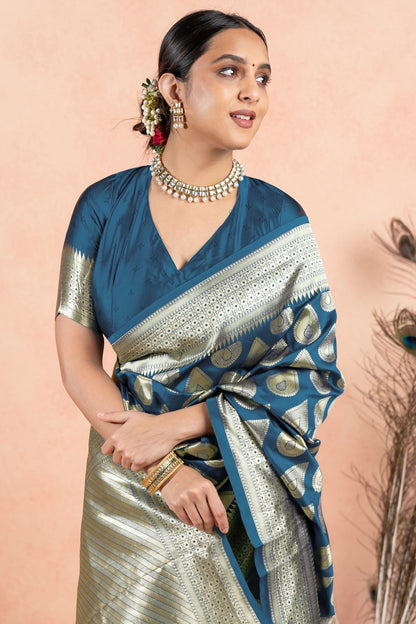 Golden Elegance Silk Blend Saree