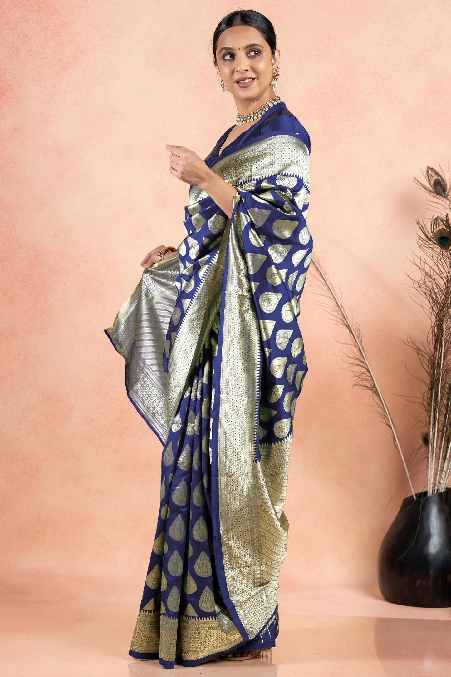 Golden Elegance Silk Blend Saree