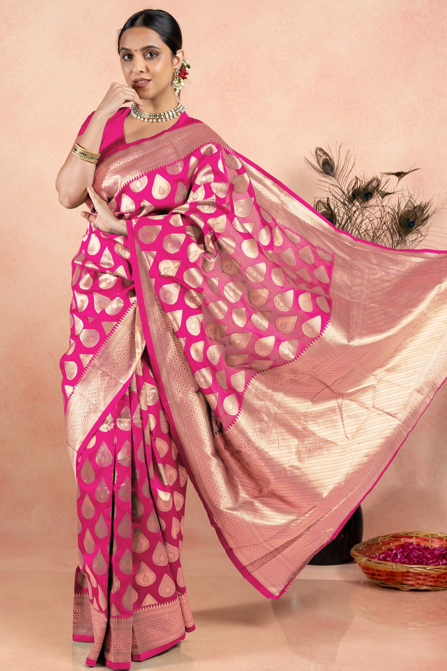 Golden Elegance Silk Blend Saree