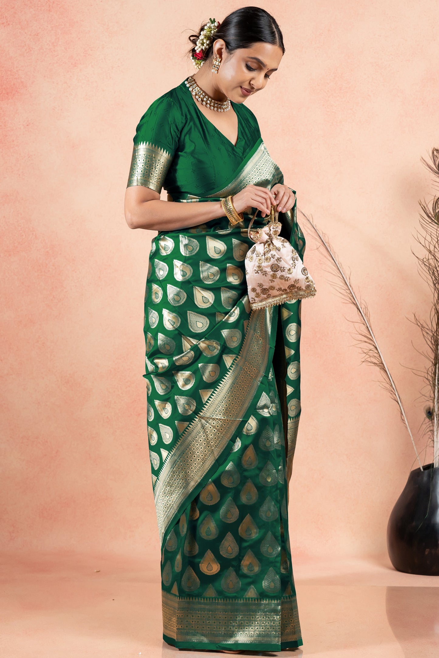 Golden Elegance Silk Blend Saree