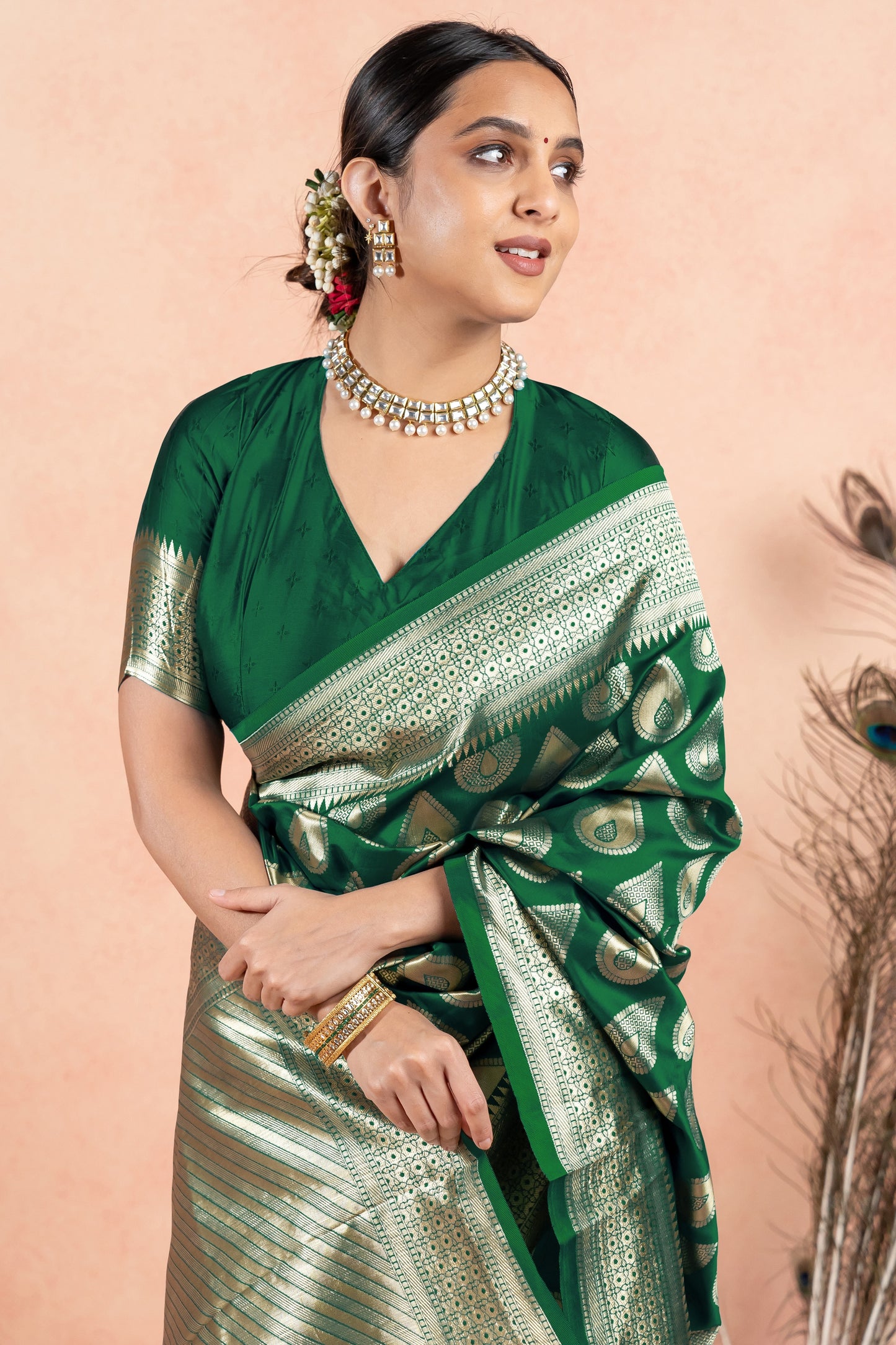 Golden Elegance Silk Blend Saree