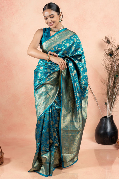 Sophisticated Golden Zari Silk