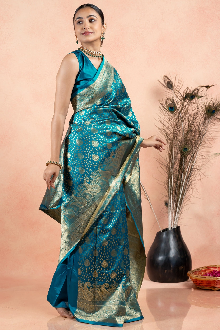 Sophisticated Golden Zari Silk